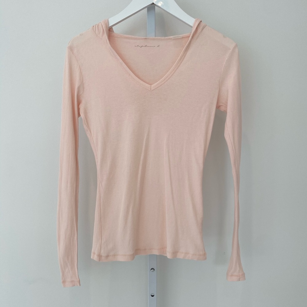 STEPHANIE B PINK HOODIE LONG SLEEVE T-SHIRT SIZE S